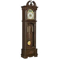 BOWERY HILL Grandfather Clock with Adjustable Volume Digital Chime in Rich Brown