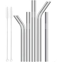 Fheaven (TM) 9 Pcs Reusable Straws Stainless Steel Metal Long Drinking Straws + 2 Pcs Cleaning Brushes Set