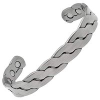 MagnetRX Pure Copper Magnetic Bracelet - Arthritis Pain Relief & Carpal Tunnel Magnetic Therapy Copper Bracelets for Men - Adjustable Cuff + Gift Box (Brushed Silver | Medium - Large)