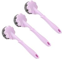 MOTZU 3 Pack Creative Steel Wire Scrubbers with Plastic Handle for Dish/Pot//Sink Brushes,Cleaning Steel Wire Balls（Random Color）