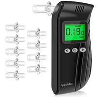 Breathalyzer, [FDA Certification] VEIPAO Professional Alcohol Tester, USB Rechargeable Portable and Easy for Personal Use Alcohol Breathalyser with Digital LCD, 10 mouthpieces and 1 Store Bag