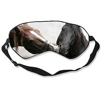Brown and Black Horses Sleep Eye Mask for Sleeping Contoured Eyemask Silk Best Night Blinder Eyeshade for Men Women Kids
