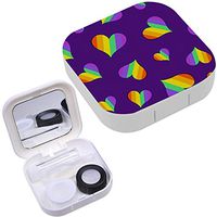 Portable Contact Lens Case Box Travel Kit Mirror + Bottle + Tweezers Container Holder [ Colorful Rainbow ]