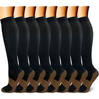 Compression Socks (8 Pairs), 15-20 mmHg is Best Athletic & Medical for Men & Women, Running, Flight, Travel, Nurses, Pregnant - Boost Performance, Blood Circulation & Recovery (8 copper, S/M)