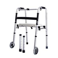 Multifunction Walker Adjustable Height with Wheels and Sitting Board Walker Aids for Elderly, Seniors, Handicap, Disabled,Max180kg