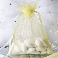 Efavormart 50PCS Yellow Organza Gift Bag Drawstring Pouch Wedding Favors Bridal Shower Treat Jewelry Bags - 4"x6"