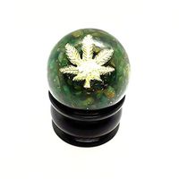 FASHIONZAADI Green Aventurine Orgone Sphere Ball with Leaf Healing Symbol for Chakra Balancing Stone Crystal Healing Energy Reiki Healings Gemstone Home Decor Size: 1.5-2 inch