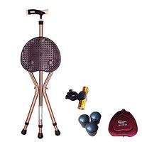 Folding Cane Seat 200kg Capacity Thick Aluminum Alloy Cane Stool Crutch Chair Seat 3 Legs Cane Seats Highly Adjustable Walking Stick Tall Unisex for Elderly Brown