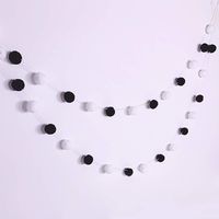 Bining Black Felt Ball 30mm 30 Balls Christmas Tassel Garland Pom Pom Ball String Ba 78in(2M) (Black&White Ball)