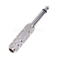 1pc Copper Mono 6.35mm Male Plug To 6.35mm Female Stereo Audio Cable Adapter Straight Connector