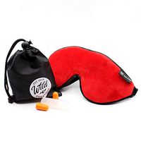 Wild Essentials® Escape™ Luxury Plush Sleep Mask Kit with Eye Cavities, Earplugs and Carry Pouch, Gift Set (Sunset Red)