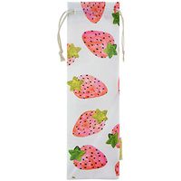 STRAWTOPIA Hand Crafted Reusable Straw Carrying Case for Metal Straws, Reusable Straws, Glass Straws, Silicone Straws, Bamboo Straws, Cutlery Travel Bag (Strawberries) 3.9 x 11.8 inches