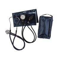 MABIS MatchMates Aneroid Sphygmomanometer and Sprague Rappaport Stethoscope Combination Manual Blood Pressure Kit with Calibrated Nylon Cuff, Professional Quality, Carrying Case, Navy Blue