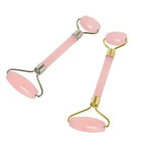 2PCS Natural Rose Quartz Jade Roller Facial Massager Roller, SPA Guasha Head Neck Body Facial Beauty Roller Skincare Tool for Anti Aging Anti Wrinkle Face-lift (2pcs)