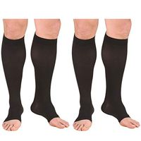 Truform Compression 20-30 mmHg Knee High Open Toe Stockings Black, X-Large - Short, 2 Count