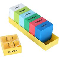 Home-X 7-Day 4 Compartment Pill Organizer, Easily Store and Keep Track of Your Daily Dosages, Multi-Color