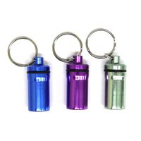 3 Pack Small Aluminum Pill Container Case Keychain Holder Medicine Vitamin Assorted Colors