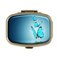 Top A Butterfly Custom Personalized Square Pill Box Decorative Box Vitamin Container Pocket Or Wallet (Butterfly-12)