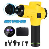 [Upgraded] Massage Gun, Enow Cordless Handheld Deep Tissue Massager for Muscle Tension Relief, Professional Personal Massage Device with 30 Adjustable Speeds & 6 Replaceable Massage Heads (Yellow)