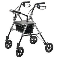 Lumex Set n' Go Wide 2-in-1 Height-Adjustable Rollator, Silver, RJ4718S