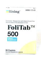 FoliTab 500 Controlled-Released Iron with VIT. C and Folic Acid, 30 caplets/Box