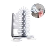 MAGAO Glass Cup Washer with Suction Double Sided Bristle Brush Detachable Washable Standing Water Bottle Cleaning Brush for Beer Cup, Long Leg Cup, Red Wine Glass and More Bar Kitchen Sink Home Tools