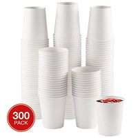 Netko White 8 Oz Paper Cups - Disposable Coffee Cups | Beverage Drinking Paper Glass for Water, Juice, Tea 300 Pack