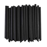 ALINK Extra Wide Black Plastic Bubble Tea Smoothie Straws, 1/2" Wide X 8 1/2" Long Fat Boba Milkshakes Straws, Pack of 100