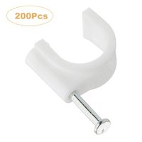 Nail in Cable Clips, Clamps Cable Staples Nails, Round Cable Tacks Ethernet Coaxial Wire Staples White 1/2 in 12mm 200 Pack