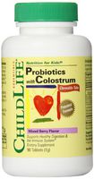 Child Life Probiotics Plus Colostrum Chewable Tablets, Mixed Berry Flavor, 90 Count