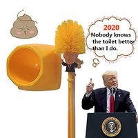 E-Mike Trump Toilet Brush with Stand, Orange Nylon Bristles 16-Inch Long Handle, Make Your Toilet Great Again.