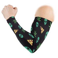 Alien Pizza Unisex 2Pcs Arm Protection Sleeve UV Sun Guard Tattoo Compression Sleeves for Outdoor/Basketball/Football/Cycling/Running/Farm/Work