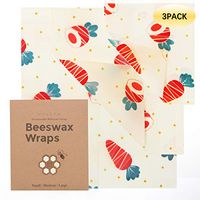 Meadow Beeswax Wrap Assorted 3 Pack Organic Reusable Food Wraps Sustainable Biodegradable Washable for Food Storage - 1 Small, 1 Medium, 1 Large