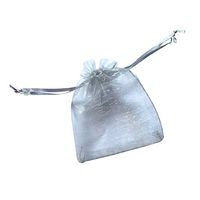 ATCG 100pcs 2x2.7 Inches Mini Organza Bags with Drawstring for Rings, Little Earrings, Jewelry Pieces, Wedding Favors Party Fovours Small Organza Pouches (Silver)