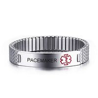 VNOX Stainless Steel Medical Aert ID PACEMAKER Watch Band Strentch Bracelet for Women Girl,7.7"-7.9"
