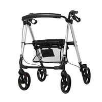 TYJ-USA Elderly Walker Elderly with Handbrake Collapsible Light Four-Wheeled Walker Plus Shopping Basket Can Take Wheelchair Cane (Color : White, Size : 8065cm)
