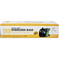 PlasticMill 1.3 Mil Trash Can Liners for Outdoor, Municipal or Township Garbage Cans, 100 gal, 10 Bags (1 Roll)