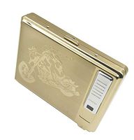 Moonwbak Cigarette Case Lighter, Metal Full Pack 20 Regular Cigarettes Box Holder USB Rechargeable Cigar Lighter Flameless Windproof with USB Cable Best for Birthday Gifts (Motorcycle)