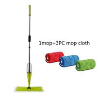 Flat Mop Spray Mop +3 PCS Cleaning Cloth Head Combination Wooden Floor Ceramic Tile Automatic Mop Dry Home Cleaning Tools(Green)