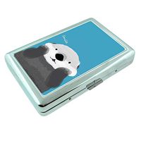Smile Otter Em1 Hip Silver Cigarette Case Id Holder Metal Wallet 4" X 2.75" RFID Protection
