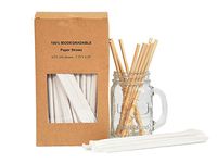 200-Pack Premium Biodegradable Paper Straws - Eco-Friendly Drinking Straws - Bulk Paper Straws for Juices, Smoothies and Party Decorations - 7.75" Long .25" Wide