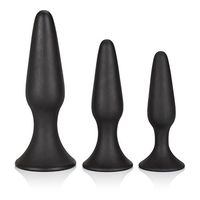 CalExotics Silicone Anal Trainer Kit - 3 Piece Butt Plug Set With Suction Cup - Waterproof Fetish Sex Toys for Couples - Black