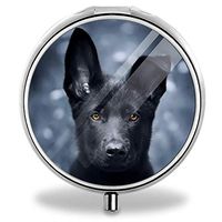 Decorative Boxes Pill Box Silver Animal German Shepherd Dogs Purse Travel Pill Case Medicine Tablet Holder Wallet