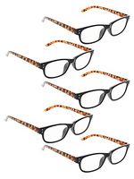 READING GLASSES 5 Pack Vintage Readers (Tortoise Arm, 0.75)