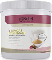 Organic 3 Peruvian Macas Powder by Betel Natural - Black, Yellow, and Red Maca from Peru - 8 Oz