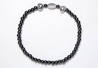 Black & Silver Magnetic Therapy Love Stretch Bracelet (Size Small - 7")