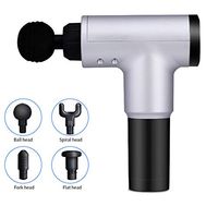 6 Speeds Fascia Massage Gun Muscle Meridian Depth Relief Soreness Relaxation Massage Instrument Vibration Impact Gun for Muscle Tension Relief with 4 Massage Head (Silver)