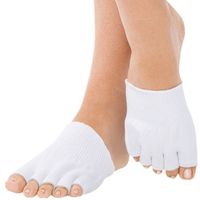 COJOY Gel-Lined Compression Toe Separating Socks Heel Pain Relief, Gel Toe Socks Separate Straighten Cushion Toes Sock Comfy Protect Feet White 1 Pair