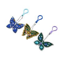 Putars 5D Butterfly DIY Point Drill Keychain Full Drill Diamond Painting DIY Painting Full Diamond Drill Need Crystal Keyring Keychain Pendant 2 Pieces / 3 Pieces 6x8cm