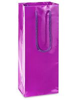 Brilliant Bag Co - 10 pack - High Gloss Wine Bags - 5" x 3 1/2"x 13 1/4" - Gift and Party Bag with handles for Wine, Hard liquor and Champagne Bottles (Purple)